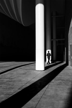 black and white street photograph in Los Angeles