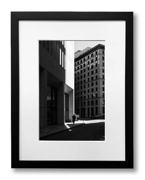 Framed black and white photograph of the Streets of Providence