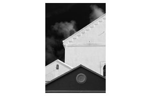 black & white photo of buildings in Bermuda