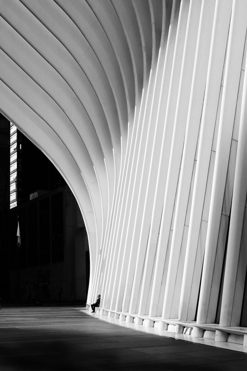 Framed black and white photograph of the Oculus in New York City